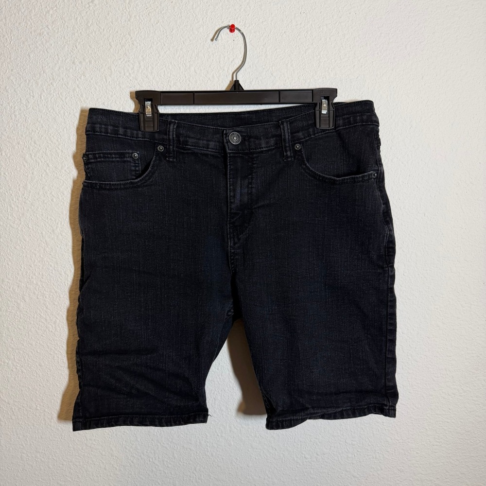 Levis 511 Slim Fit Cut Off Denim Shorts Mens 33 Black Washed Raw Hem Casual